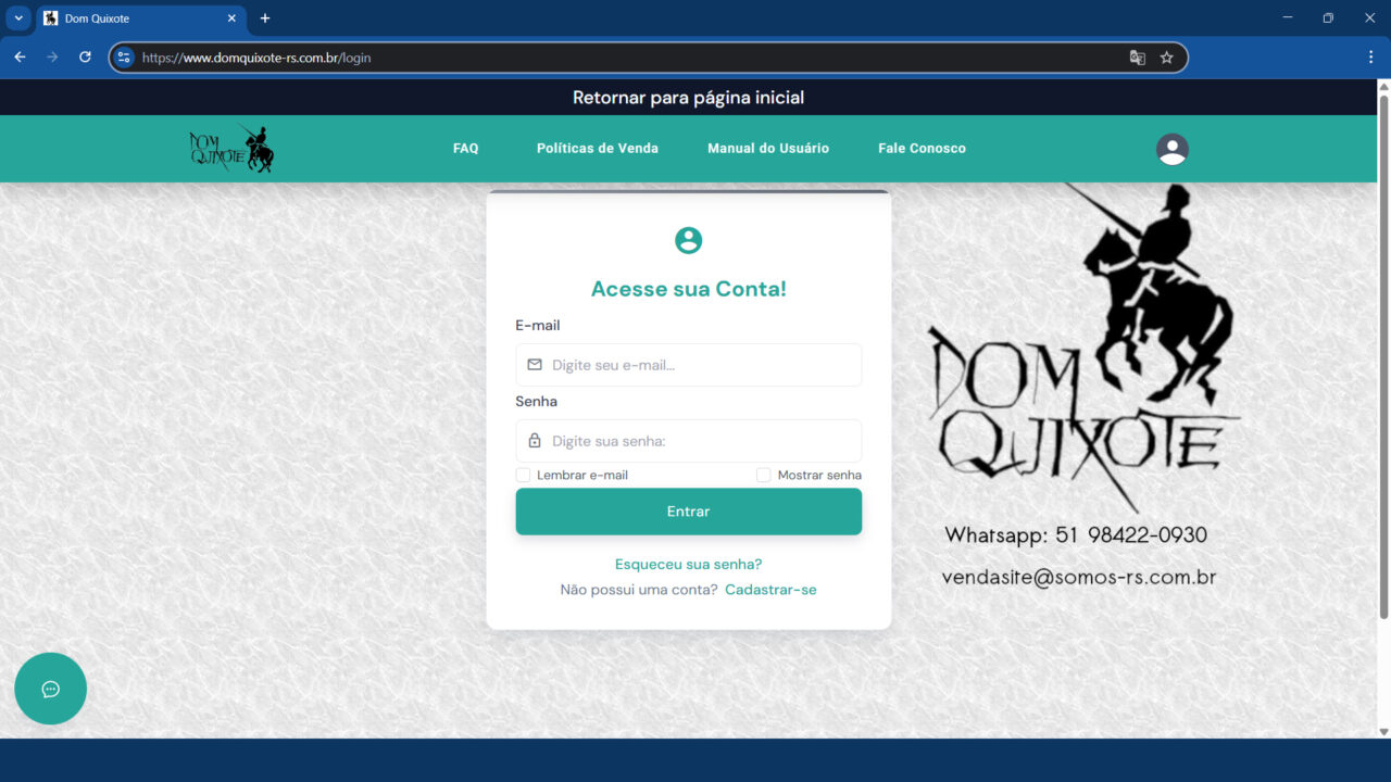 Link do portal de compras da Dom Quixote